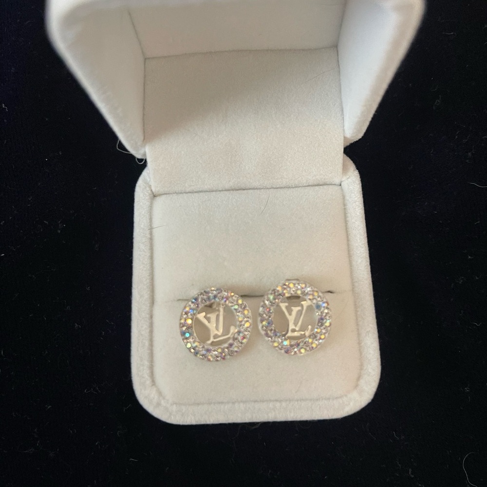 LV Louis Vuitton Sterling Silver & Crystal earrings